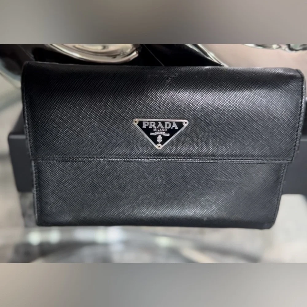 Authentic Large Black Saffiano Leather Prada Wallet - Picture 1 of 5